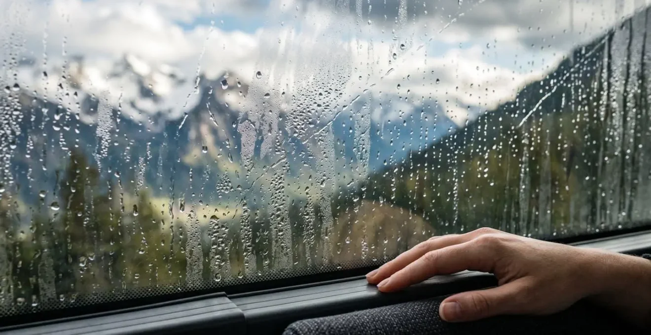Passagers dans une navette regardant le paysage montagnard par la fenêtre