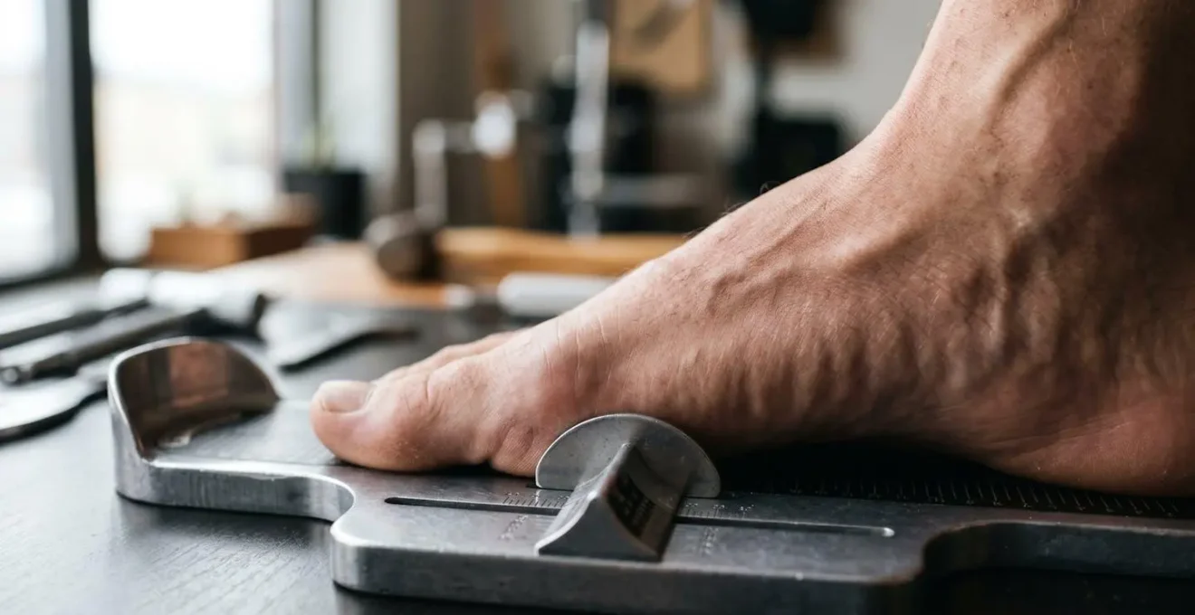 Vue macro d'un pied sur un dispositif de mesure professionnel