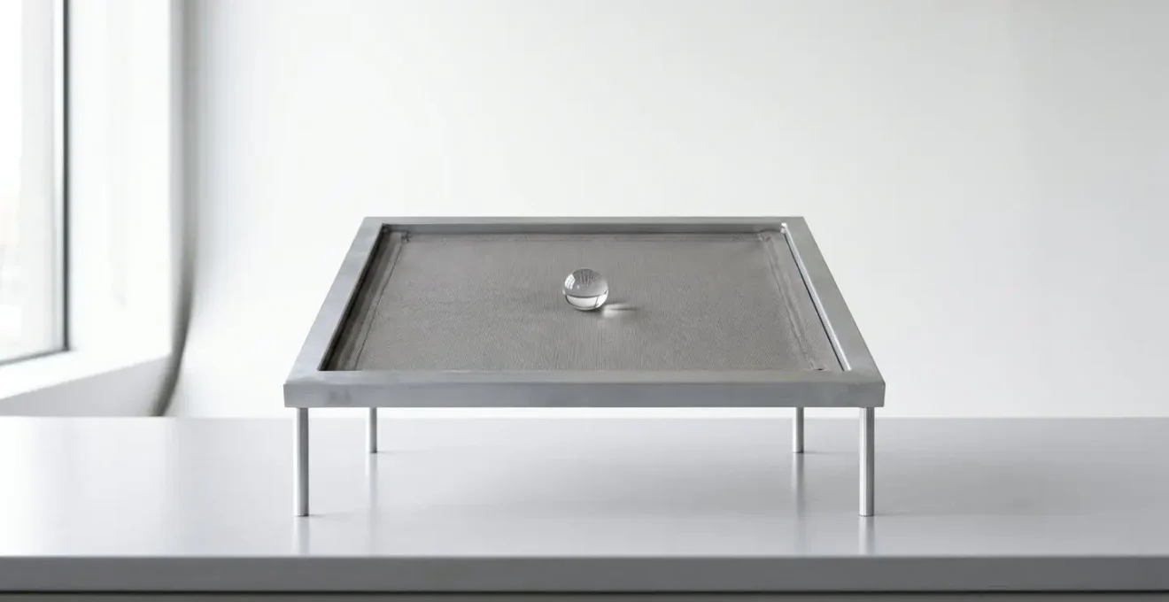 Test de la goutte d'eau sur tissu technique montrant l'effet perlant